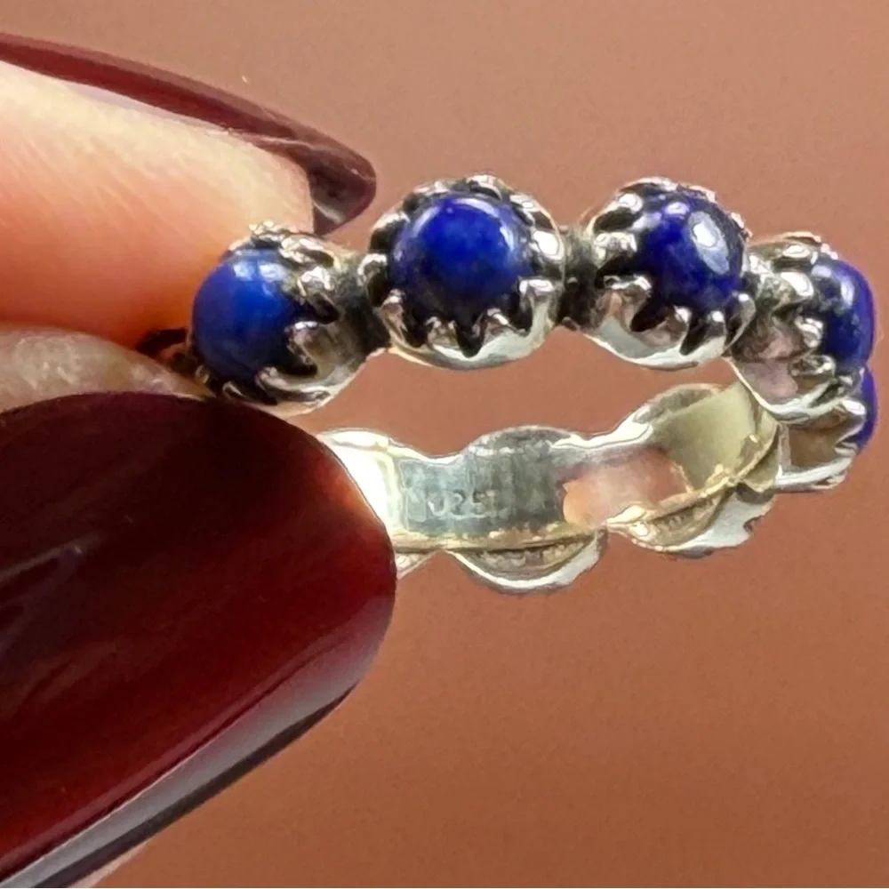 925 Sterling Silver Lapis Lazuli Eternity Ring